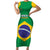 Custom Brazil Football Short Sleeve Bodycon Dress Flag Style