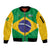 Custom Brazil Football Sleeve Zip Bomber Jacket Flag Style