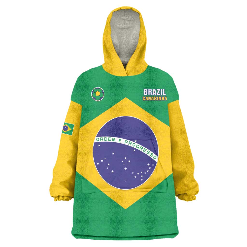 Custom Brazil Football Wearable Blanket Hoodie Flag Style