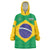 Custom Brazil Football Wearable Blanket Hoodie Flag Style