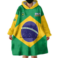 Custom Brazil Football Wearable Blanket Hoodie Flag Style