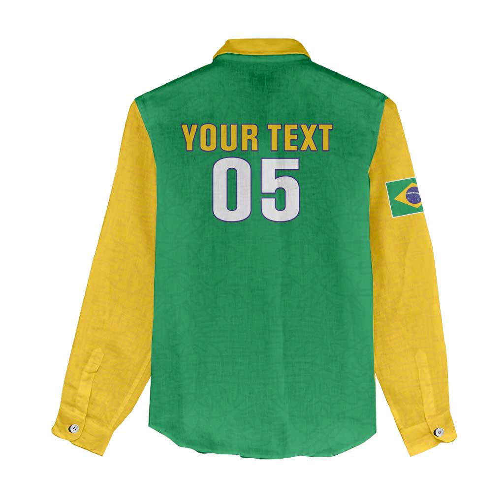 Custom Brazil Football Women Casual Shirt Flag Style