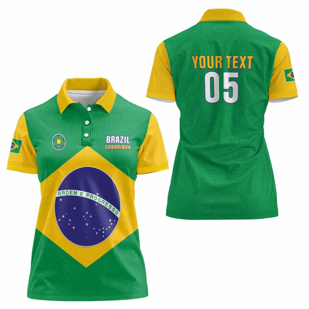 Custom Brazil Football Women Polo Shirt Flag Style