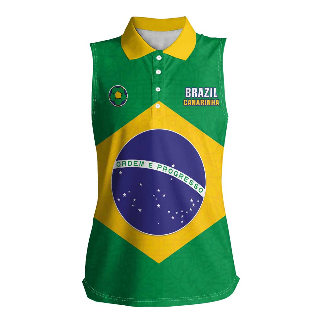 Custom Brazil Football Women Sleeveless Polo Shirt Flag Style