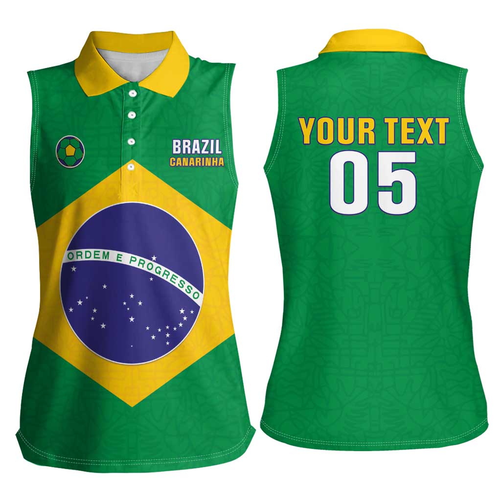 Custom Brazil Football Women Sleeveless Polo Shirt Flag Style