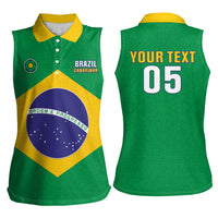 Custom Brazil Football Women Sleeveless Polo Shirt Flag Style