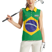 Custom Brazil Football Women Sleeveless Polo Shirt Flag Style