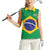 Custom Brazil Football Women Sleeveless Polo Shirt Flag Style
