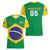 Custom Brazil Football Women V-Neck T-Shirt Flag Style