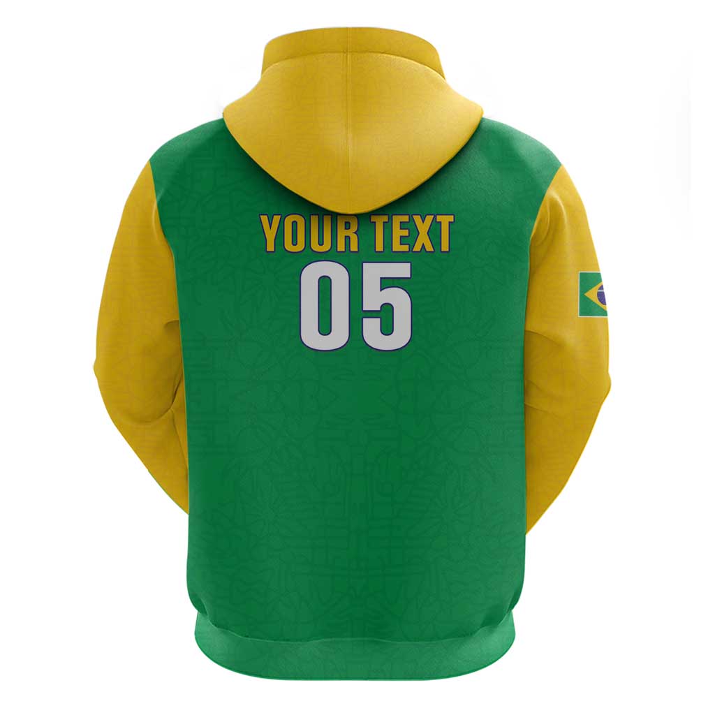 Custom Brazil Football Zip Hoodie Flag Style