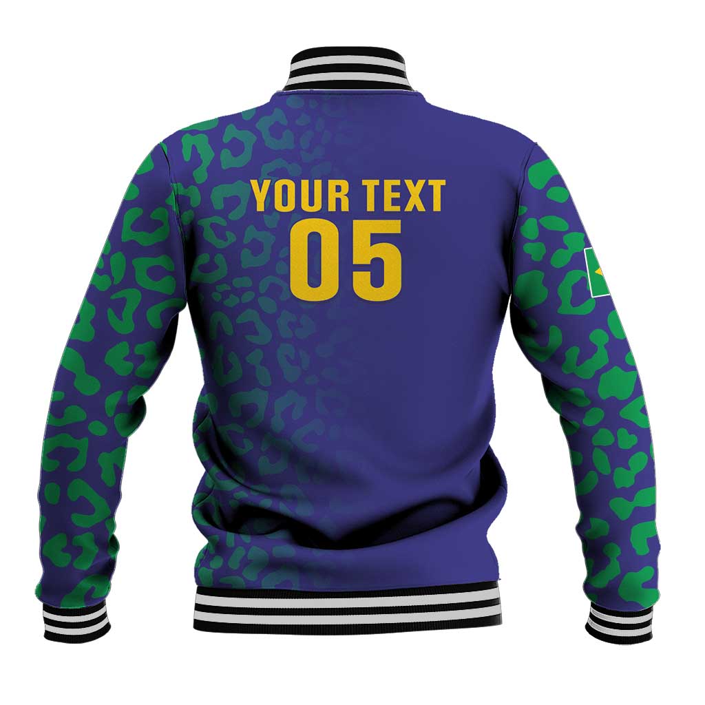Custom Brazil Football Baseball Jacket With Leopard Pattern