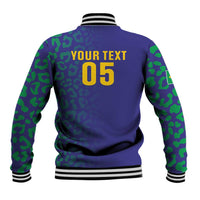 Custom Brazil Football Baseball Jacket With Leopard Pattern