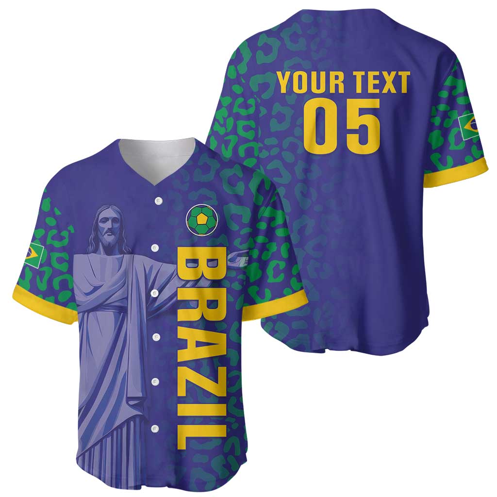 Custom Brazil Football Baseball Jersey With Leopard Pattern