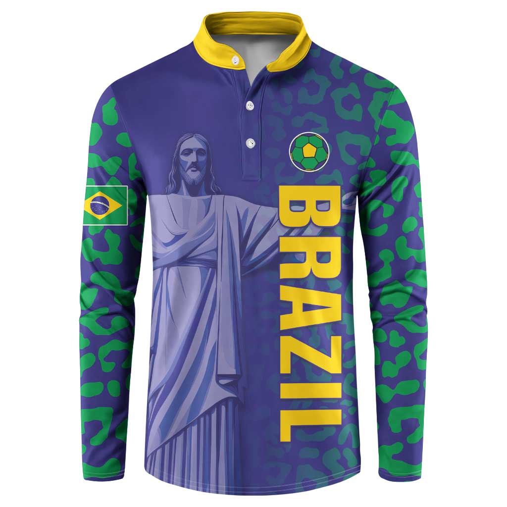 Custom Brazil Football Button Sweatshirt With Leopard Pattern