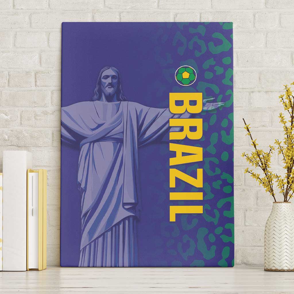 Brazil Football Canvas Wall Art With Leopard Pattern