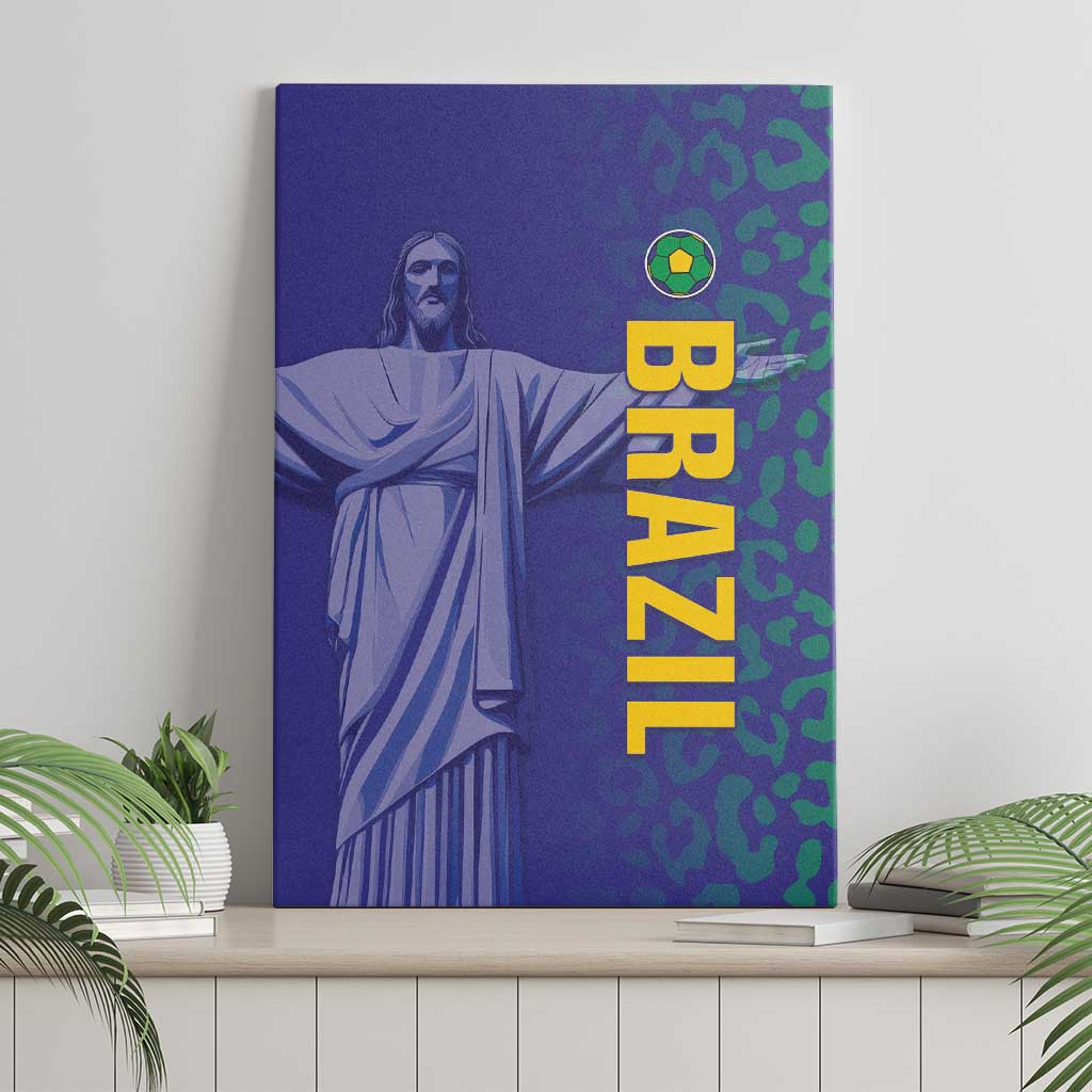 Brazil Football Canvas Wall Art With Leopard Pattern