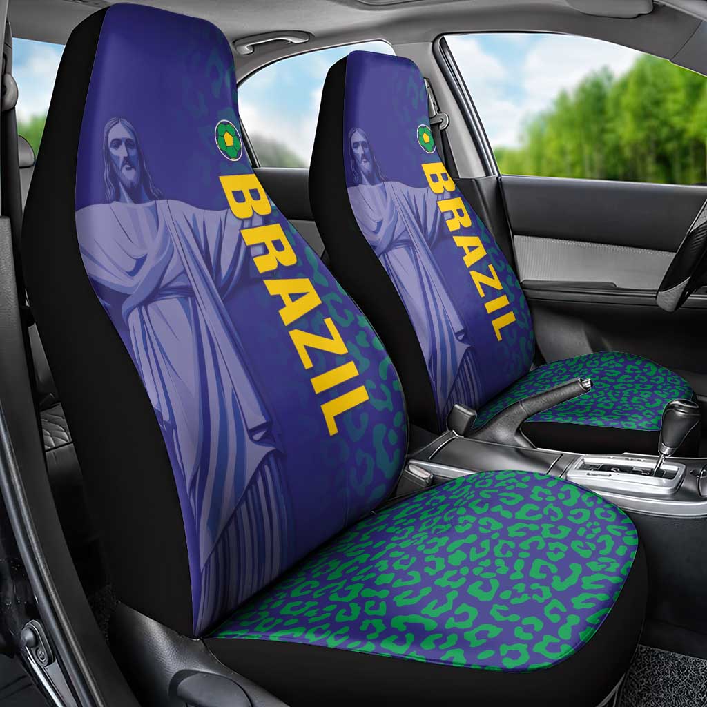 Brazil Football Car Seat Cover With Leopard Pattern