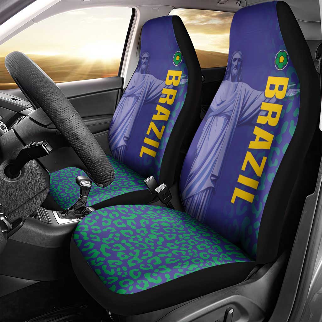 Brazil Football Car Seat Cover With Leopard Pattern