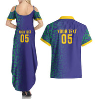 Custom Brazil Football Couples Matching Summer Maxi Dress and Hawaiian Shirt With Leopard Pattern