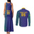 Custom Brazil Football Couples Matching Tank Maxi Dress and Long Sleeve Button Shirt With Leopard Pattern
