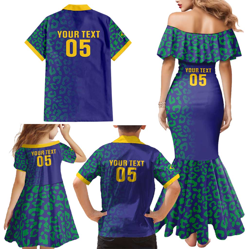 Custom Brazil Football Family Matching Mermaid Dress and Hawaiian Shirt With Leopard Pattern