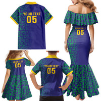 Custom Brazil Football Family Matching Mermaid Dress and Hawaiian Shirt With Leopard Pattern