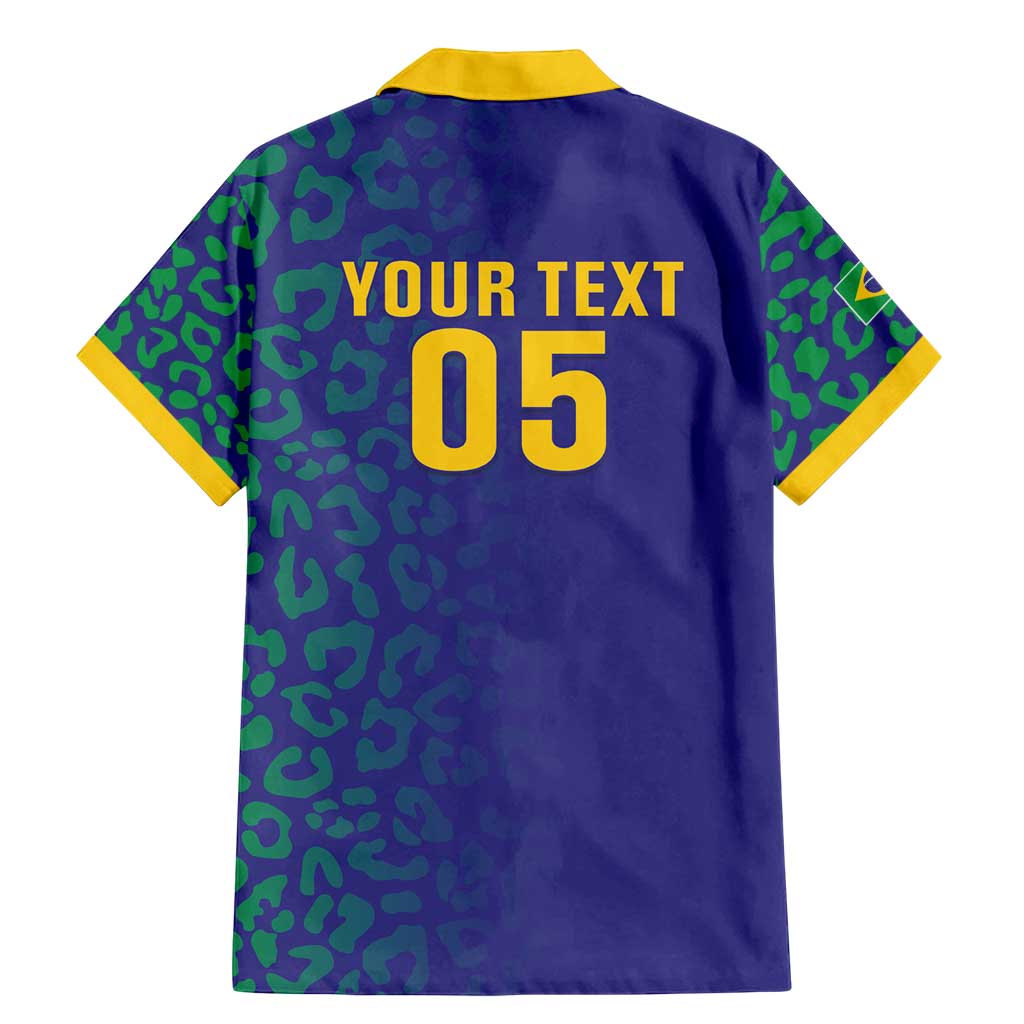 Custom Brazil Football Family Matching Mermaid Dress and Hawaiian Shirt With Leopard Pattern