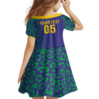 Custom Brazil Football Family Matching Off The Shoulder Long Sleeve Dress and Hawaiian Shirt With Leopard Pattern