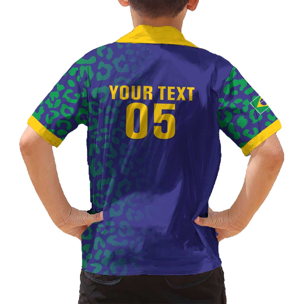 Custom Brazil Football Family Matching Puletasi and Hawaiian Shirt With Leopard Pattern