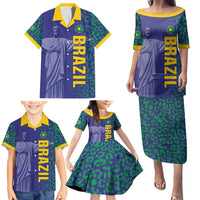 Custom Brazil Football Family Matching Puletasi and Hawaiian Shirt With Leopard Pattern