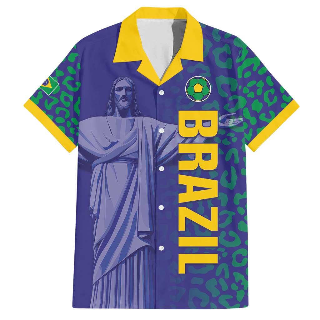 Custom Brazil Football Family Matching Puletasi and Hawaiian Shirt With Leopard Pattern