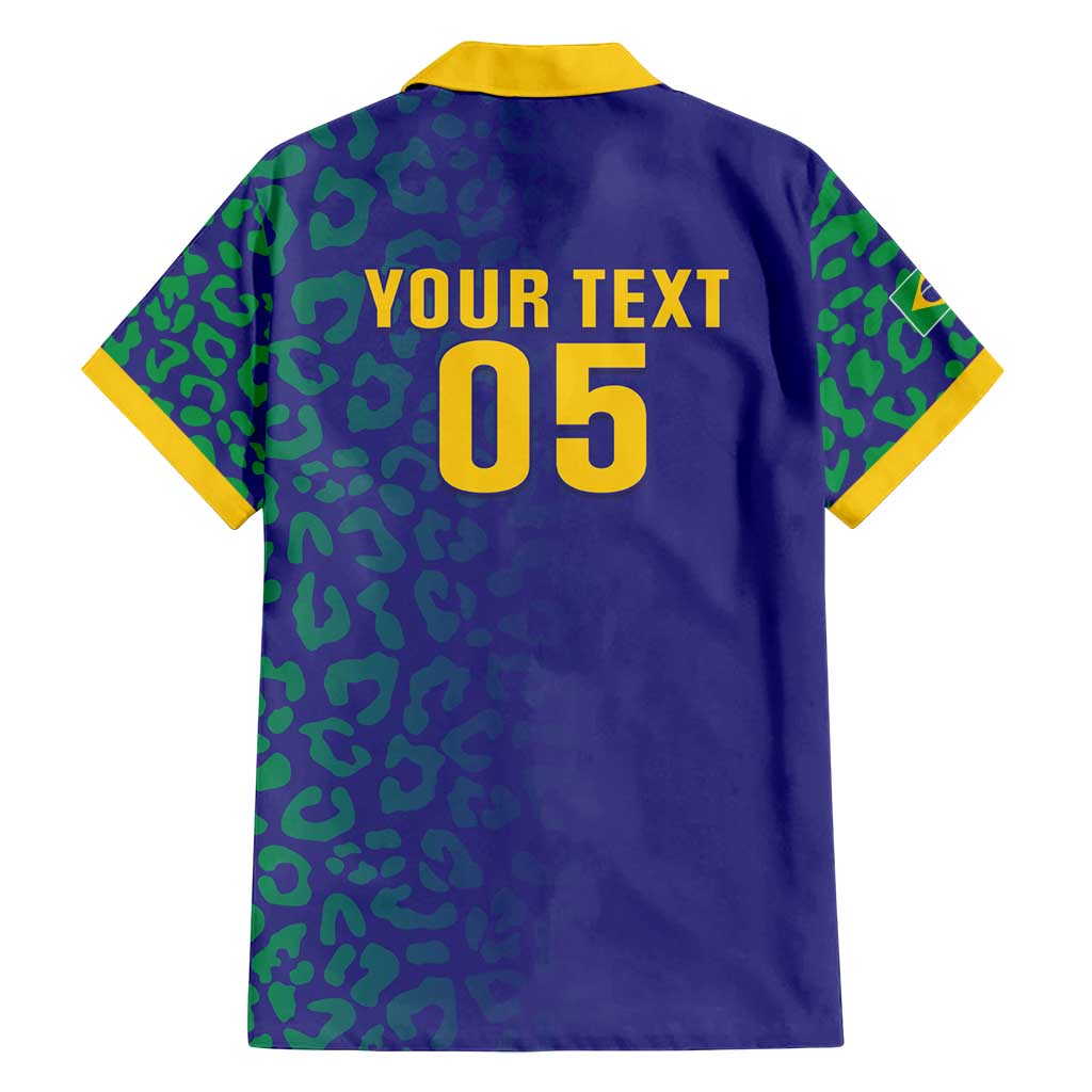 Custom Brazil Football Family Matching Puletasi and Hawaiian Shirt With Leopard Pattern