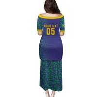 Custom Brazil Football Family Matching Puletasi and Hawaiian Shirt With Leopard Pattern