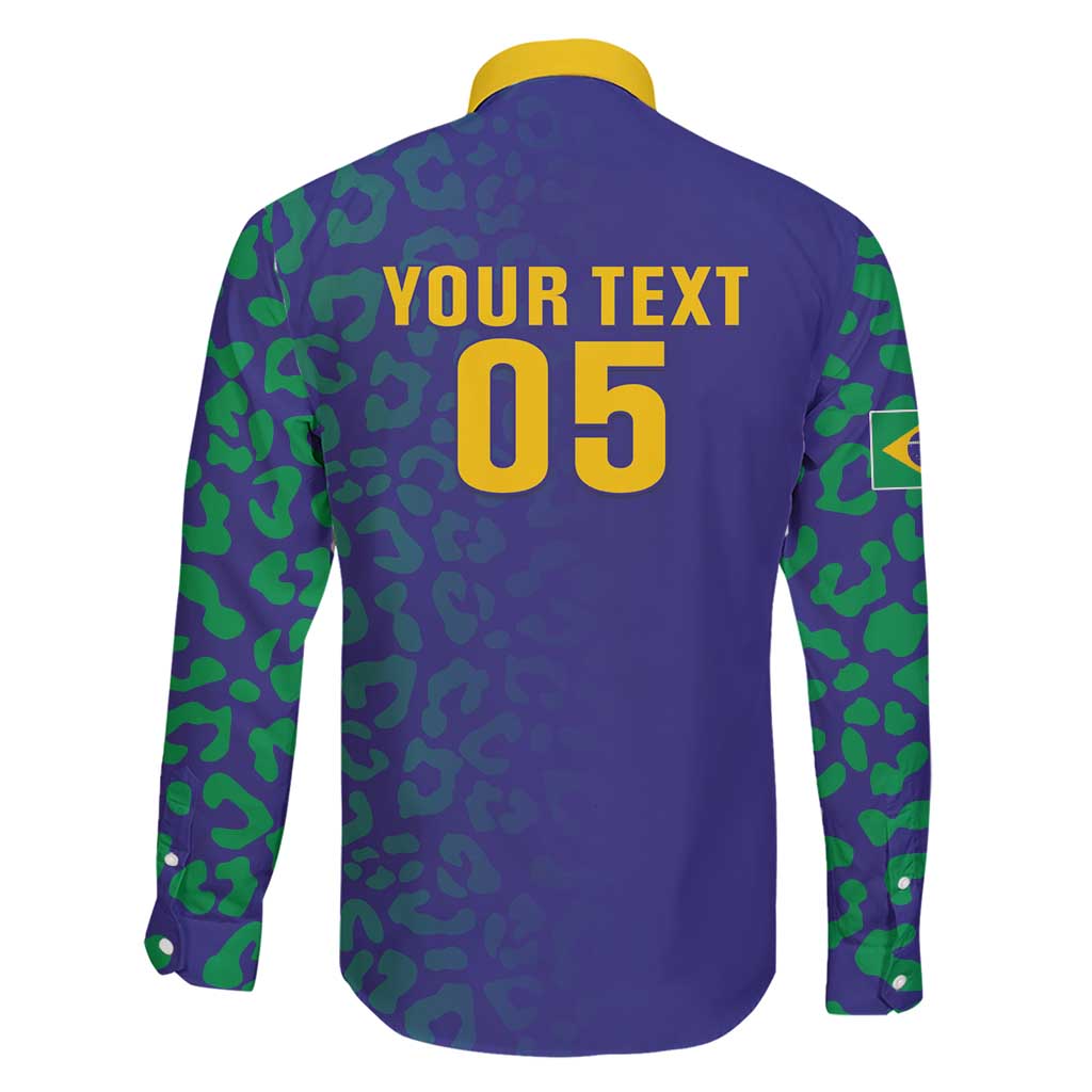 Custom Brazil Football Family Matching Short Sleeve Bodycon Dress and Hawaiian Shirt With Leopard Pattern