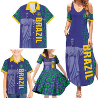Custom Brazil Football Family Matching Summer Maxi Dress and Hawaiian Shirt With Leopard Pattern