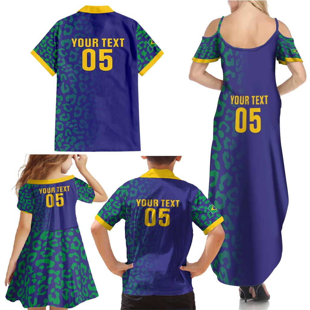 Custom Brazil Football Family Matching Summer Maxi Dress and Hawaiian Shirt With Leopard Pattern