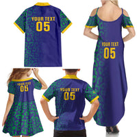 Custom Brazil Football Family Matching Summer Maxi Dress and Hawaiian Shirt With Leopard Pattern