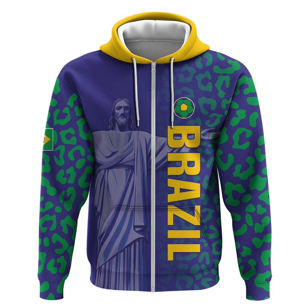 Custom Brazil Football Hoodie With Leopard Pattern
