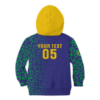 Custom Brazil Football Kid Hoodie With Leopard Pattern