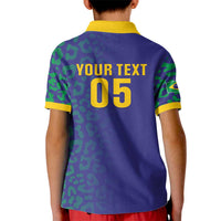 Custom Brazil Football Kid Polo Shirt With Leopard Pattern
