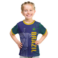 Custom Brazil Football Kid T Shirt With Leopard Pattern