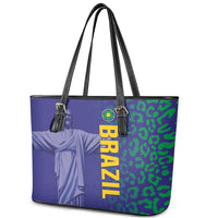 Brazil Football Leather Tote Bag With Leopard Pattern