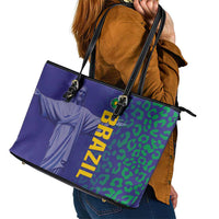 Brazil Football Leather Tote Bag With Leopard Pattern