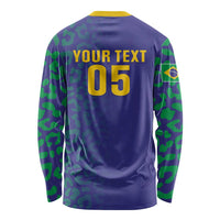 Custom Brazil Football Long Sleeve Shirt With Leopard Pattern