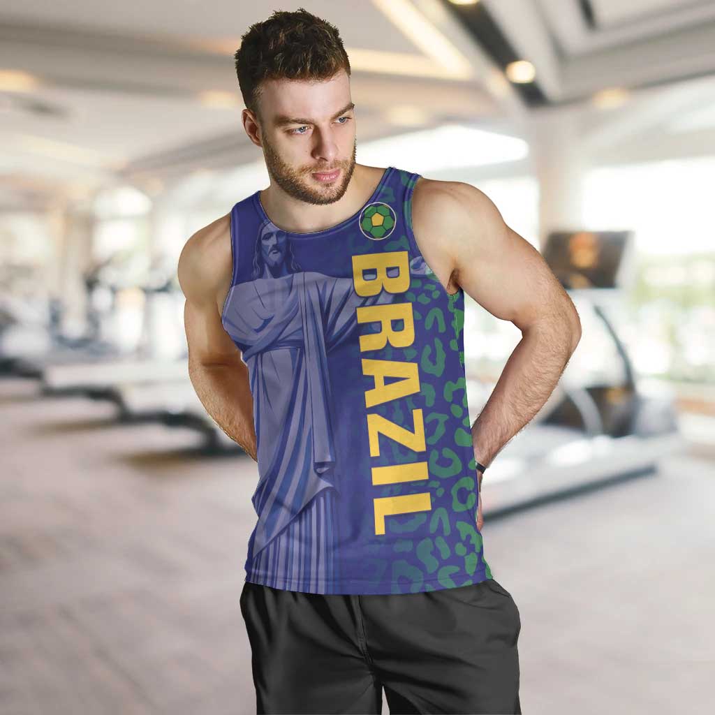 Custom Brazil Football Men Tank Top With Leopard Pattern