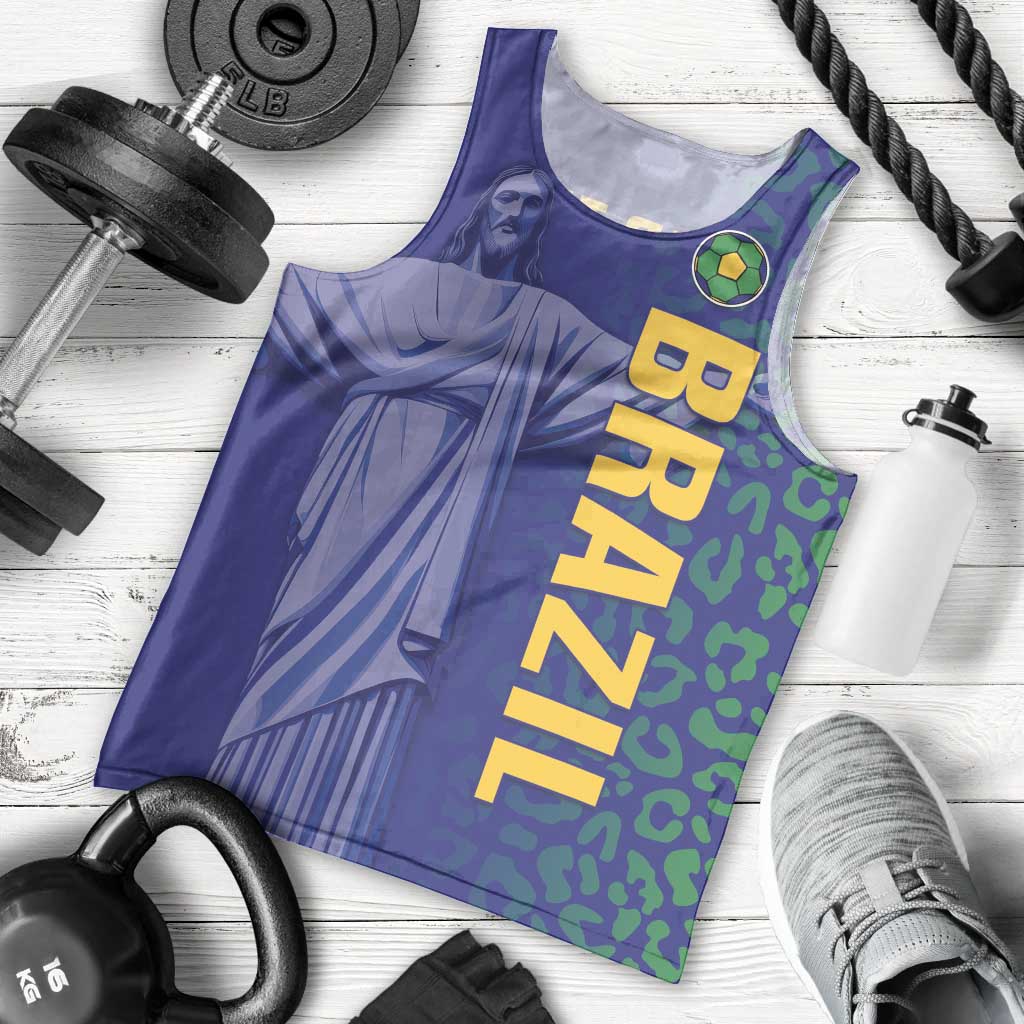 Custom Brazil Football Men Tank Top With Leopard Pattern