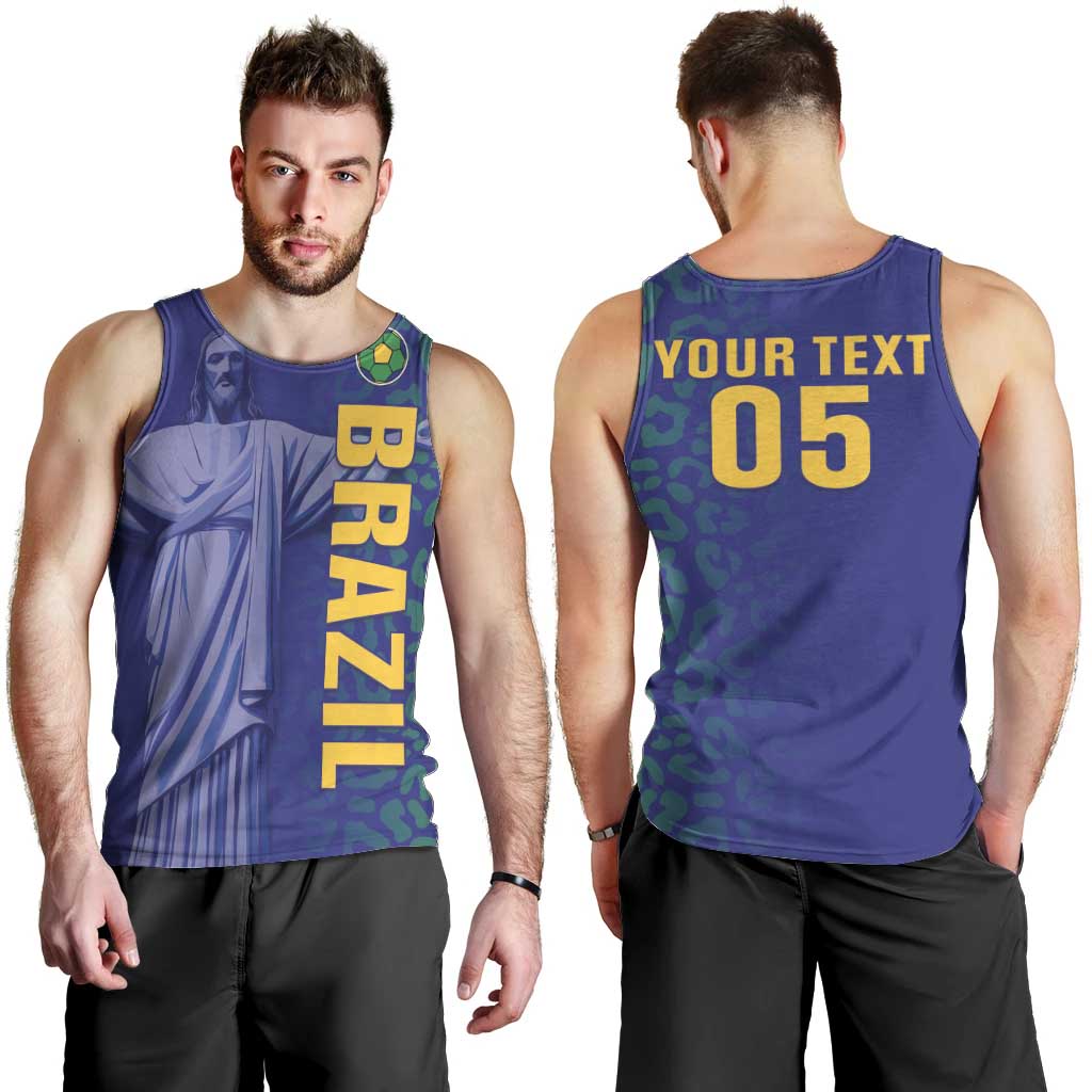 Custom Brazil Football Men Tank Top With Leopard Pattern
