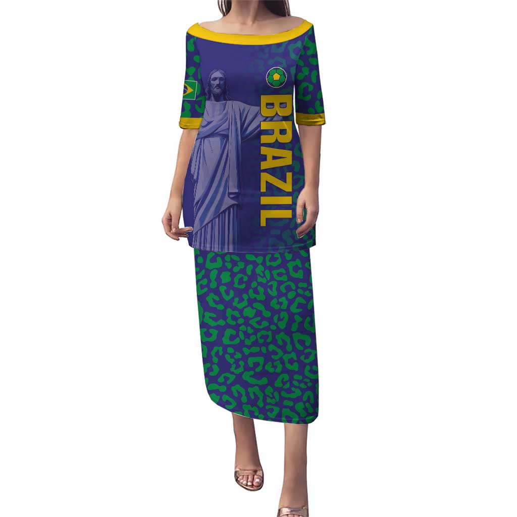 Custom Brazil Football Puletasi With Leopard Pattern