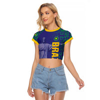 Custom Brazil Football Raglan Cropped T Shirt With Leopard Pattern
