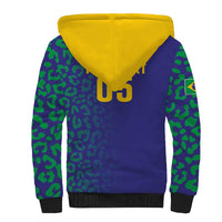Custom Brazil Football Sherpa Hoodie With Leopard Pattern